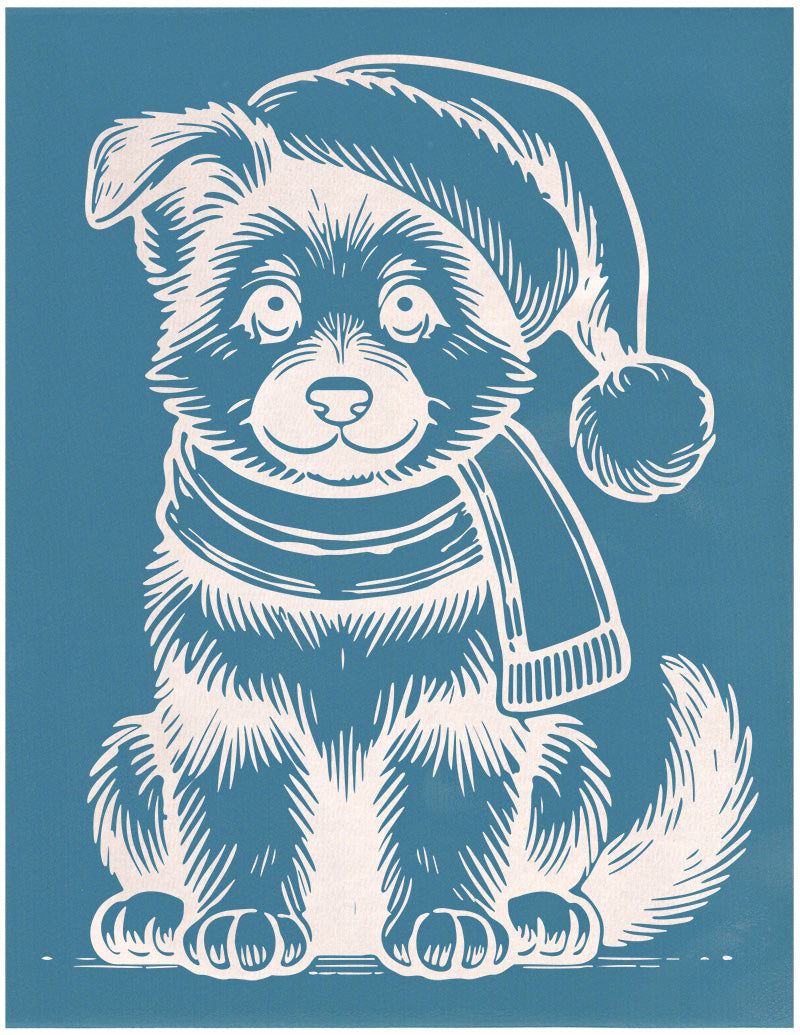 Christmas German Shepherd Puppy, Various Sizes + Digital Download