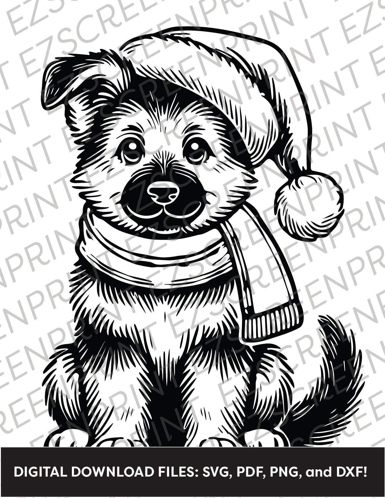 Christmas German Shepherd Puppy, Various Sizes + Digital Download