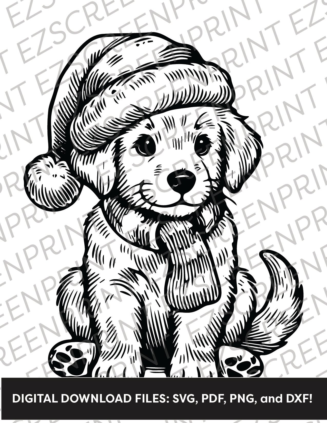 Christmas Golden Retriever Puppy, Various Sizes + Digital Download