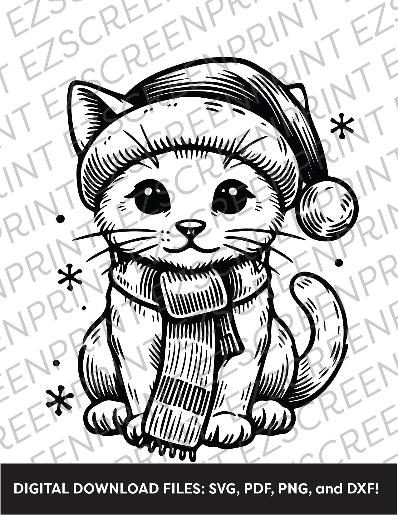 Christmas Kitten, Various Sizes + Digital Download