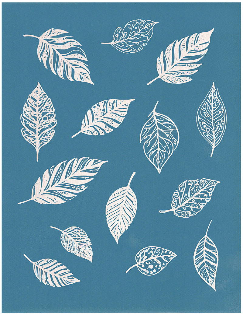 Doodled Leaves Pattern, Various Sizes + Digital Download