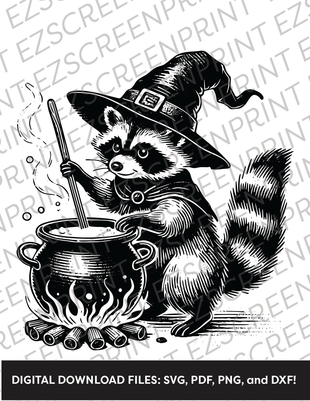 Raccoon Witch, Various Sizes + Digital Download