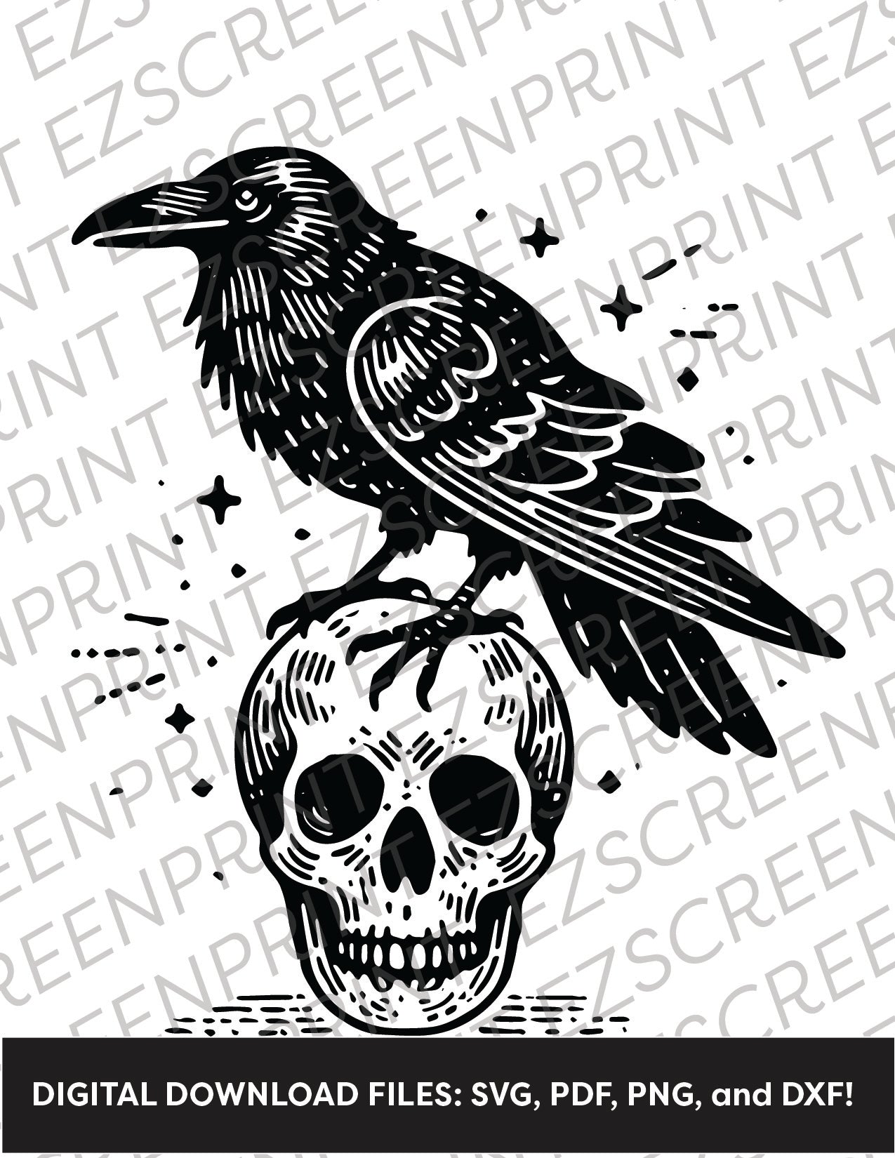 Skull and Raven, Various Sizes + Digital Download