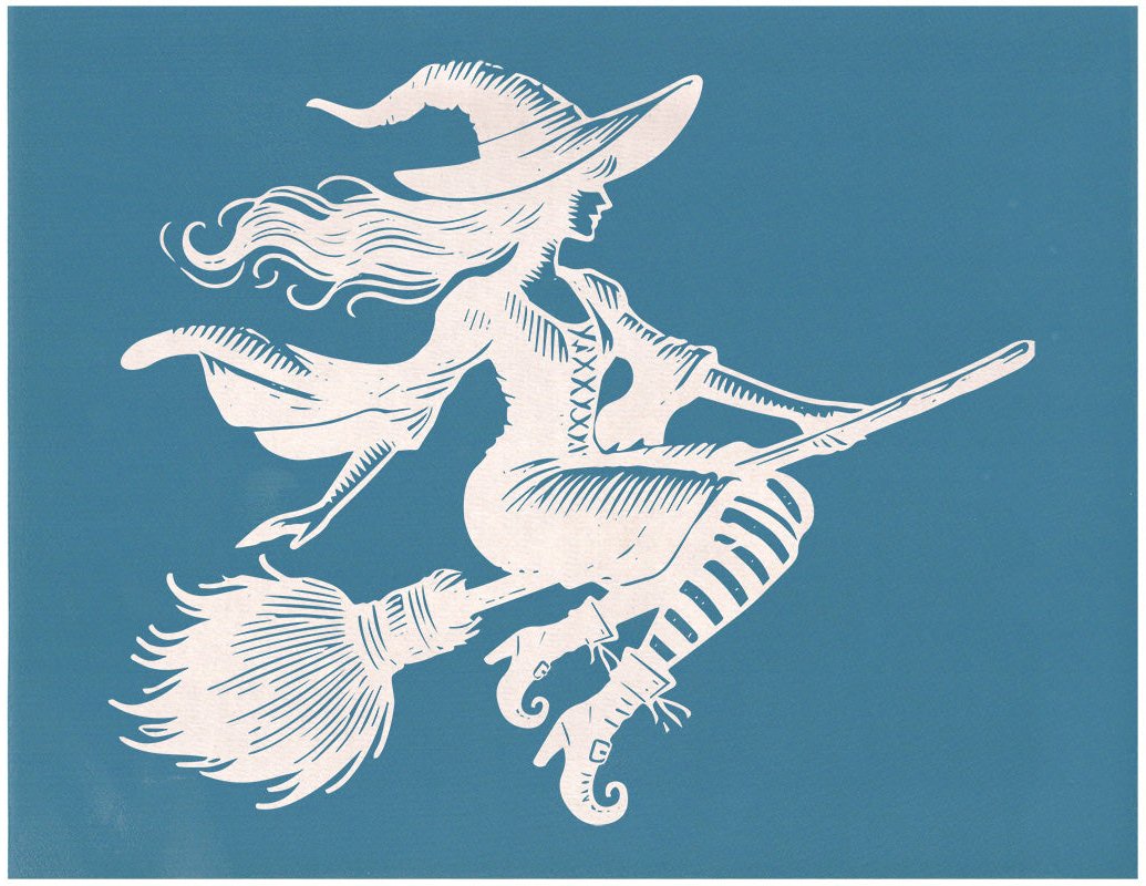 Broomstick Joyride (Witch Riding a Broom), Various Sizes + Digital Download