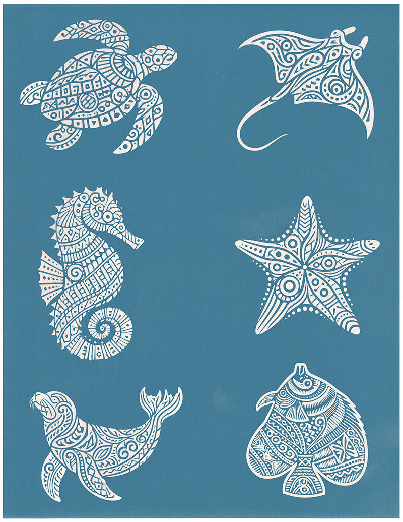 Patterned Ocean Animals Pack 2, 8.5"x11" + Digital Download